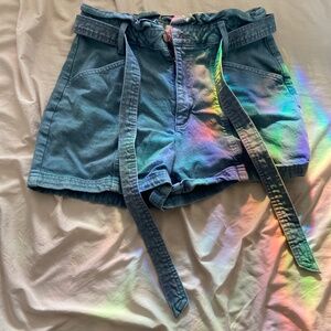 High waisted jean shorts